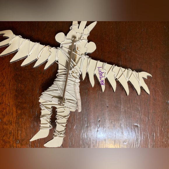 Vintage Liztech Eagle Dancer Kachina Doll Wire Wrapped Mirrored Pin Brooch - Picture 3 of 3